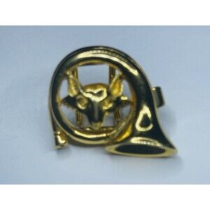 Vintage Dotty Smith Fox French Horn Two Piece Clasp Gold Tone Belt Buckle Womens